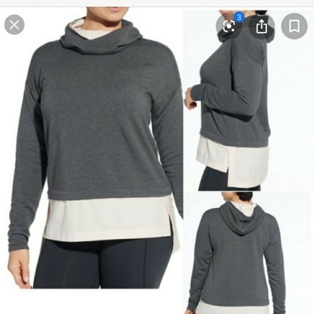 Calia Gary and white cowl neck long sleeve top